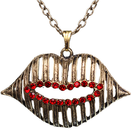 Red Gold Charm Lips Chain Necklace