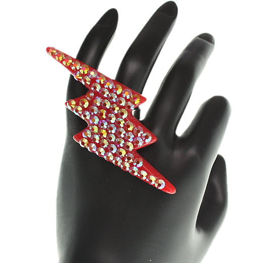 Red Lightning Bolt Adjustable Ring