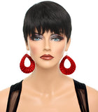Red Glitter Fabric Teardrop Earrings