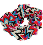 Red Multicolor Satin Hair Scrunchie
