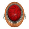 Red Wooden Crackle Oversized Adjustable Ring
