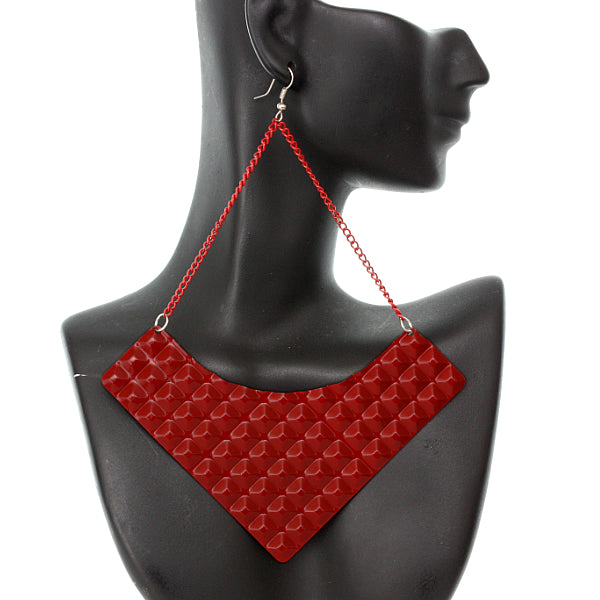 Red Pyramid Earrings