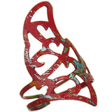 Red Rustic Glitter Cuff Ring