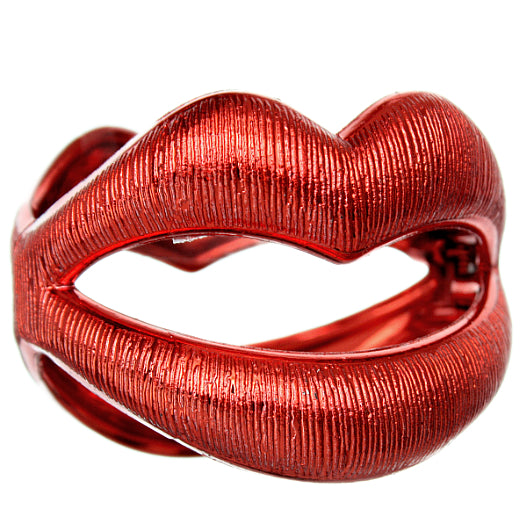 Red Sexy Large Lips Hinged Bracelet