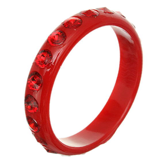 Red Glossy Studded Gemstone Bangle Bracelet