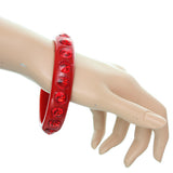 Red Glossy Studded Gemstone Bangle Bracelet
