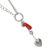 Red Beaded Heart Chain Necklace Set