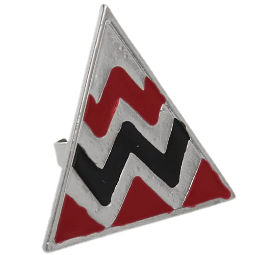 Red Triangle Zigzag Adjustable Ring