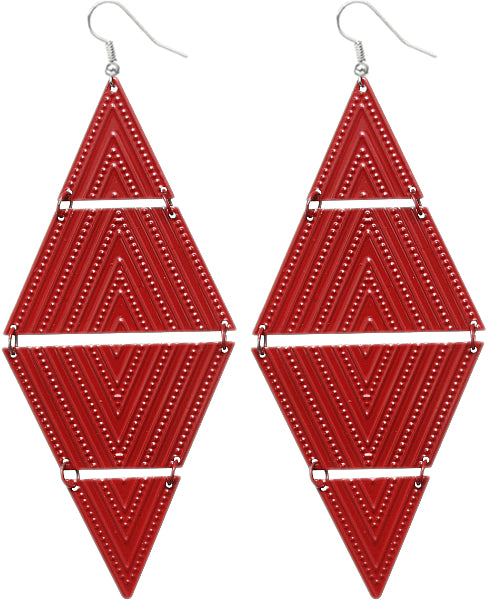 Red Inverted Triangle Link Earrings