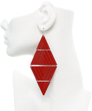 Red Inverted Triangle Link Earrings