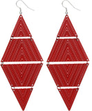Red Inverted Triangle Link Earrings
