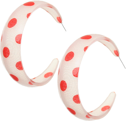 Red White Polka Dot Hoop Earrings