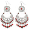 Red Brown Wooden Beaded Filigree Earrings