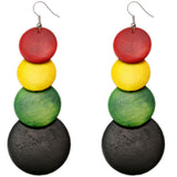 Red Multicolor Wooden Disc Cascade Rings