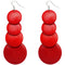 Red Wooden Round Disc Cascade Earrings