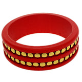 Red Wooden Stud Bangle Bracelet