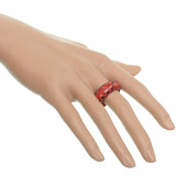 Red Wooden Abstract Bohemian Ring