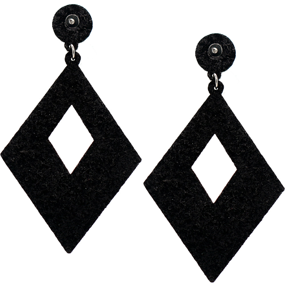 Light Pink Rhinestone Rhombus Felt Earrings