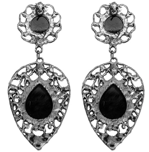 Blue Teardrop Gemstone Link Post Earrings