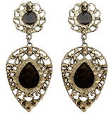 Yellow Teardrop Gemstone Link Post Earrings