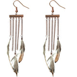 Pink Feather Dangling Earrings