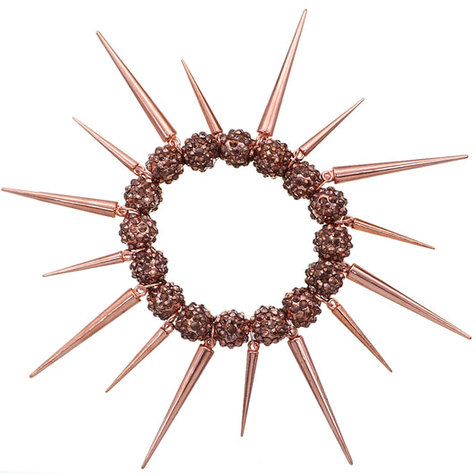 Rose Gold Fireball Spike Studded Stretch Bracelet