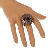 Rose Gold Flower Metal Stretch Ring