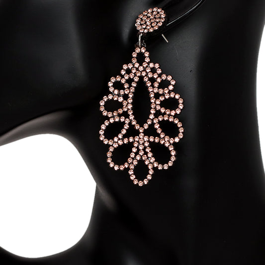 Rose Pink Chandelier Teardrop Felt Earrings