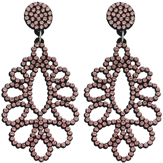 Rose Pink Chandelier Teardrop Felt Earrings