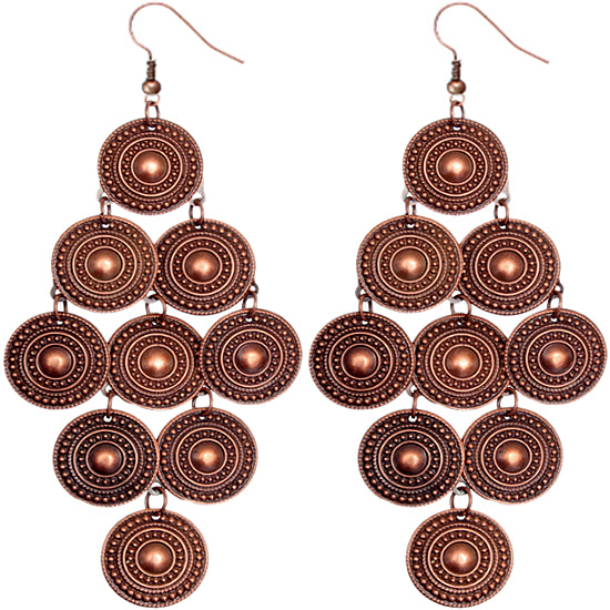 Rose Gold Layered Disc Dangle Earrings