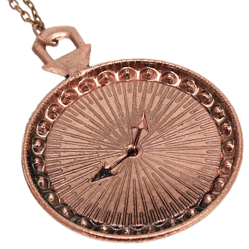 Rose Gold Roman Numeral Chain Clock Charm Necklace