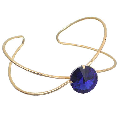 Royal Blue Faux Gemstone Cutout Cuff Bracelet