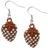 Orange Strawberry Mini Rhinestone Earrings