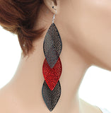 Red Glitter Long Earrings