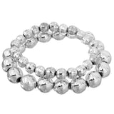 Silver 2-Piece Beaded Stretch Bracelets