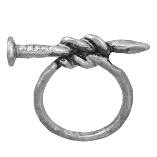 Silver Antique Knotted Nail Mini Statement Ring