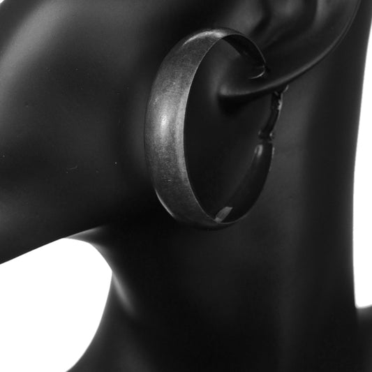 Antique Silver Metal Hoop Earrings