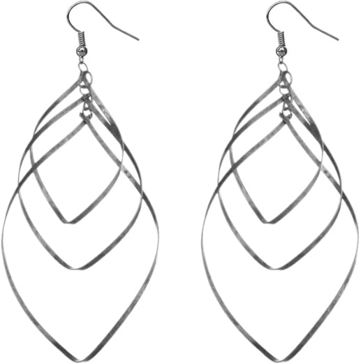 Silver Triple Teardrop Earrings