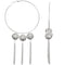 Silver Large Beaded Drop Chain Hoop Earrings