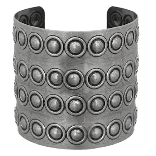 Silver Beaded Inlay Cuff Bracelet