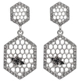 Silver Honeycomb Beehive Earrings