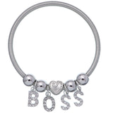 Boss Word Snake Coil Charm Stretch Bracelet