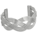 Silver Braided Mesh Cuff Bracelet