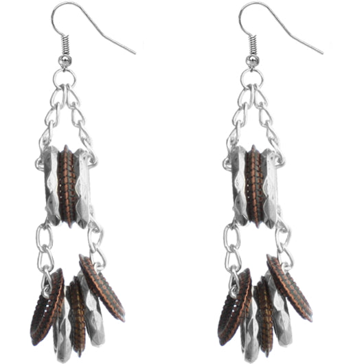 Silver Bronze Ring Earrings