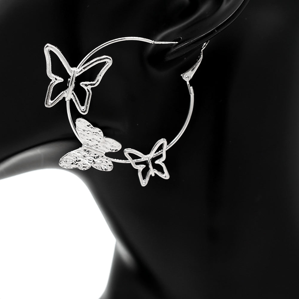 Silver Butterfly Mini Hoop Earrings