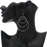 Silver Cascade Triple Hoop Dangle Earrings