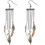 Silver Feather Dangling Earrings