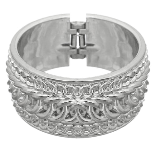 Silver Chain Link Design Hinged Bracelet