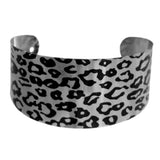 Silver Cheetah Print Metal Cuff Bracelet