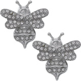 Silver Clear Bumblebee Rhinestone Stud Earrings